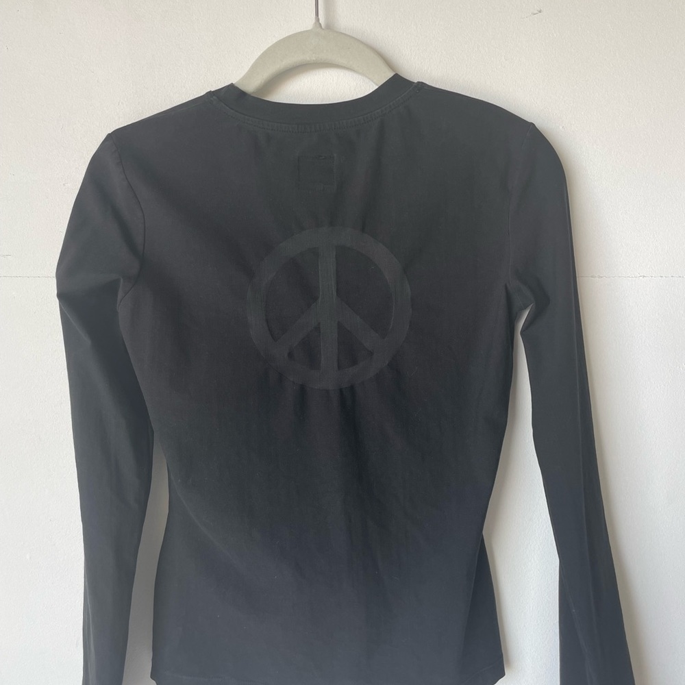 SOLD! Moschino Black long sleeve peace tshirt - Picture 3 of 4
